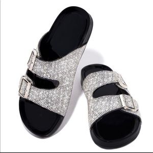 Rhinestone Buckle Slide Jelly Sandals